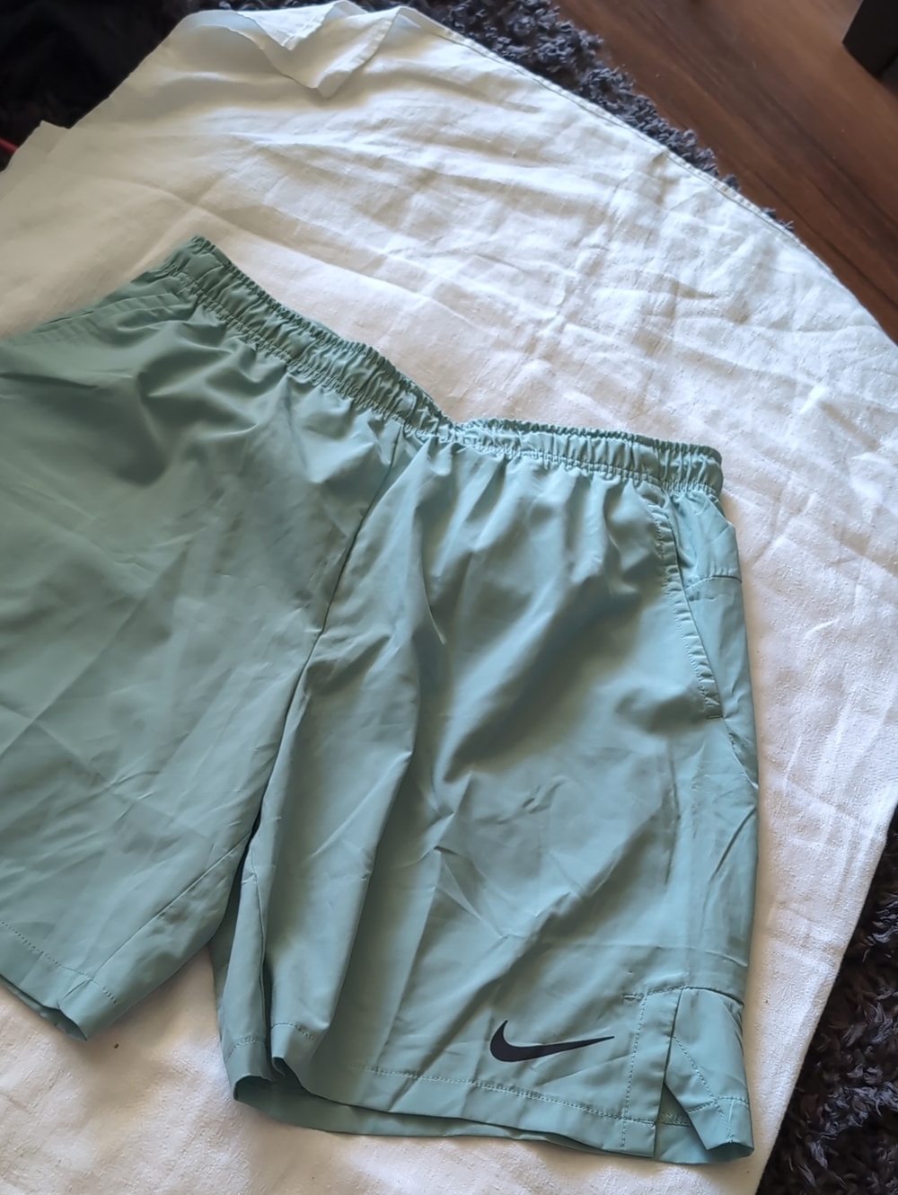 Nike Mint Green Athletic Shorts with Black Swoosh